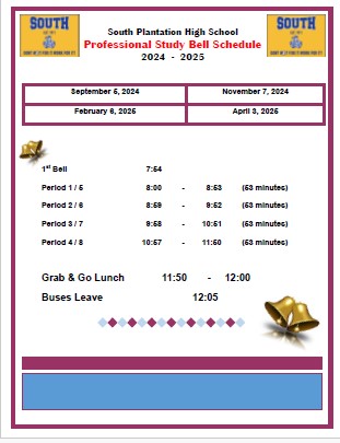 Professional Study Bell Schedule 2024-2025